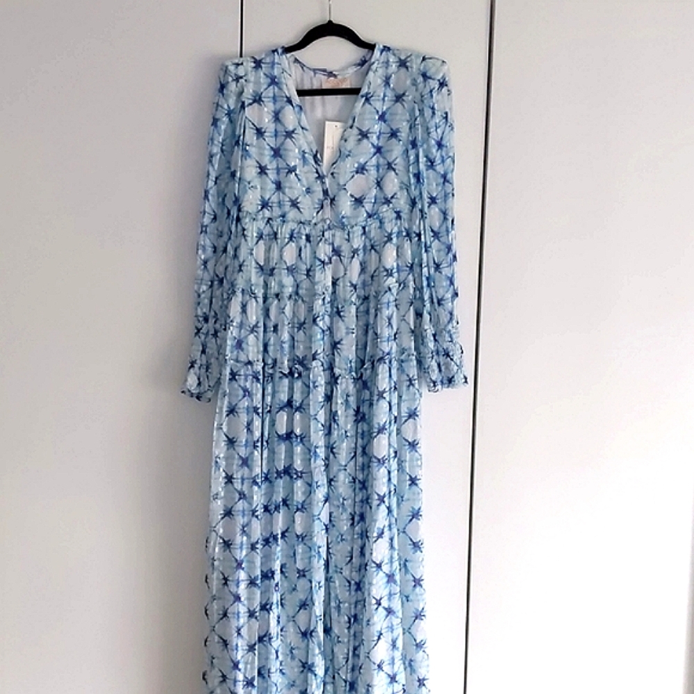 NWT! Stunning Rococo Sand Luxury Volna Dress in Blue, Size S